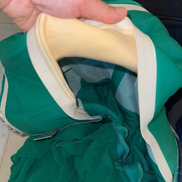 Tadashi Vintage Dress Size Medium Green Layer Chiffon Silk Satin Strapless New - Picture 11 of 13
